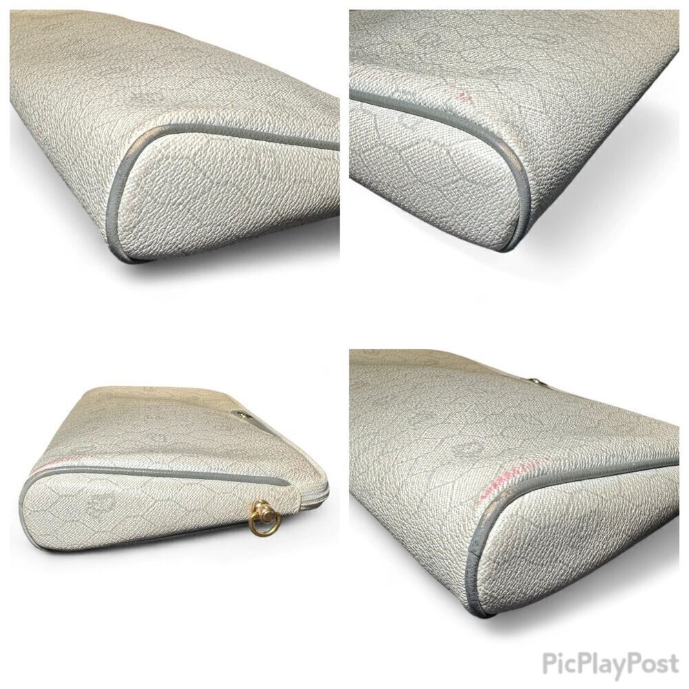 Christian Dior Honeycomb Coated Canvas Makeup Pouch Clutch - White/Cream, Grey - Picture 12 of 14